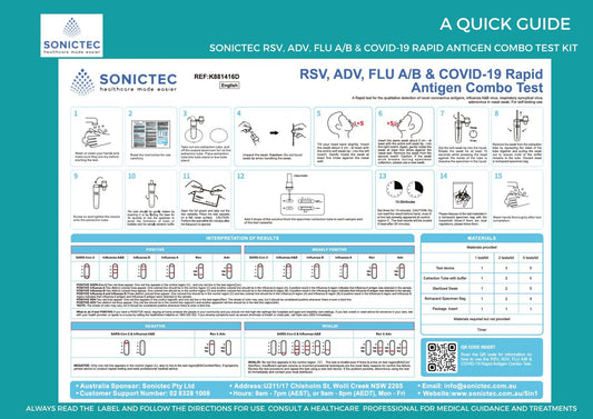 Sonictec 5 in 1 RSV, ADV, FLU A/B & COVID-19 Self Test Kit 1 test