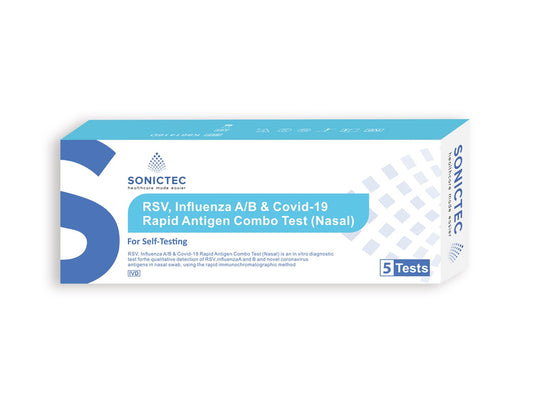 Sonictec RSV, FLU A/B & COVID-19 (4 in 1) Self Test Kit 5 tests