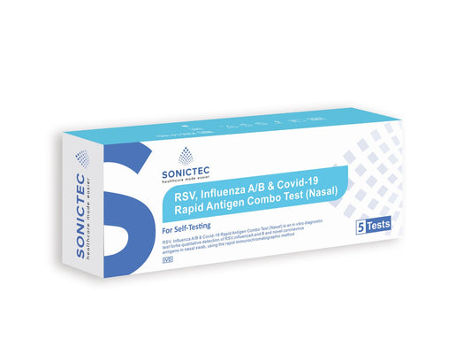Sonictec RSV, FLU A/B & COVID-19 (4 in 1) Self Test Kit 5 tests