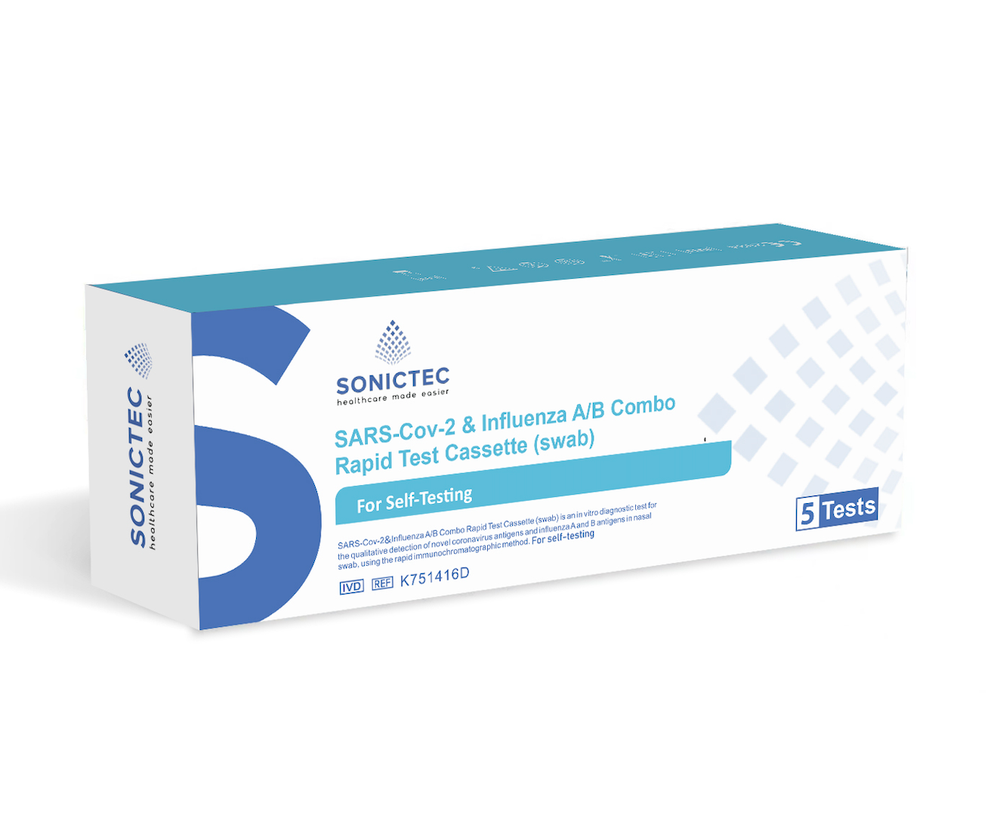 Sonictec RSV, FLU A/B & COVID-19 (4 in 1) Self Test Kit 5 tests